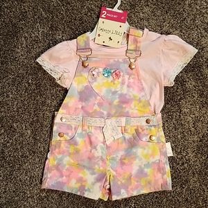 4T Tie dye overalls and shirt